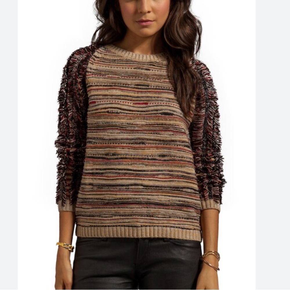 ANTIK BATIK Women's‎ Multicolor Striped Metallic Thread Wayne Pullover Sweater M
